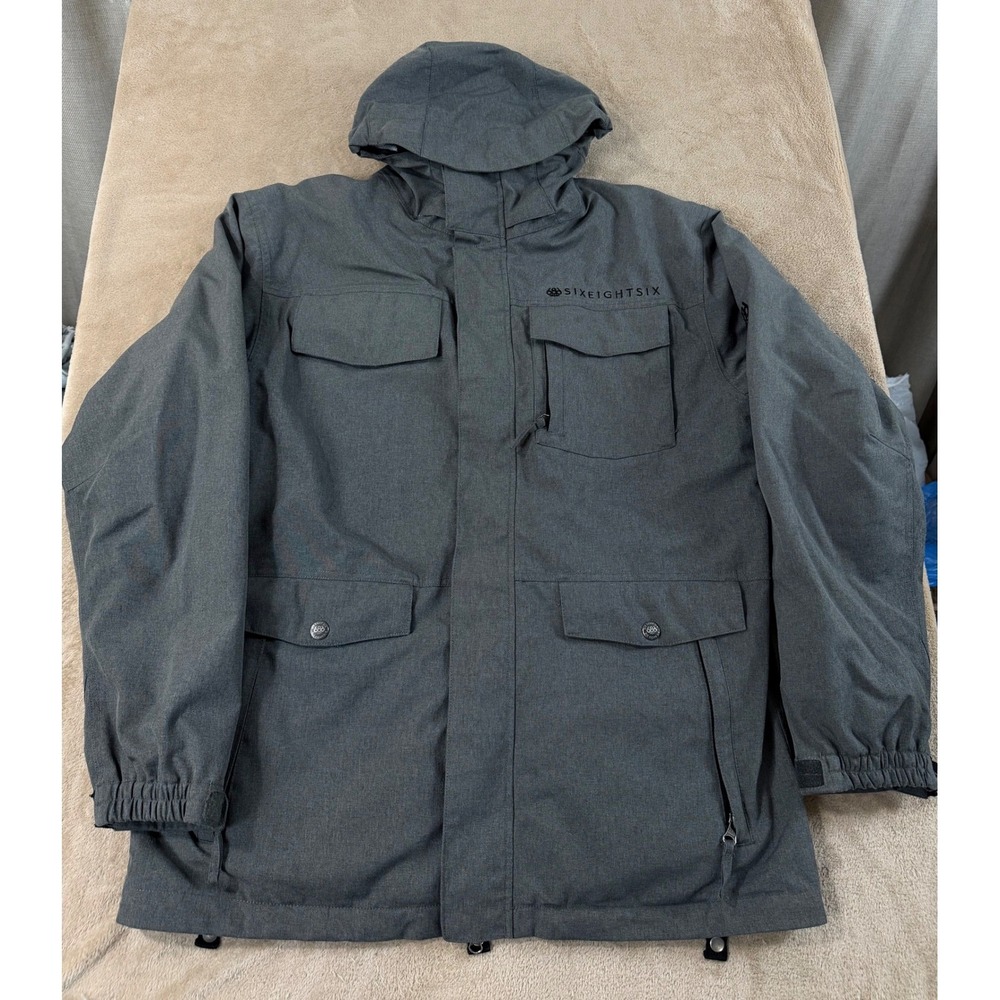 686‎ Smarty Snowboard Jacket Mens Large Gray Thermal Ski Technical Shell EUC